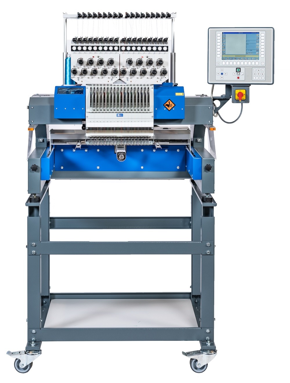 The ZSK Sprint 7 German Made Single Head Embroidery Machine offers a versatile 18-need configuration. Perfect for small and large shops alike.