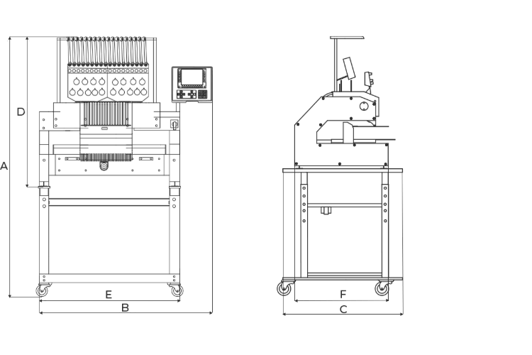 ZSK Sprint 7 Embroidery Machine Dimensions